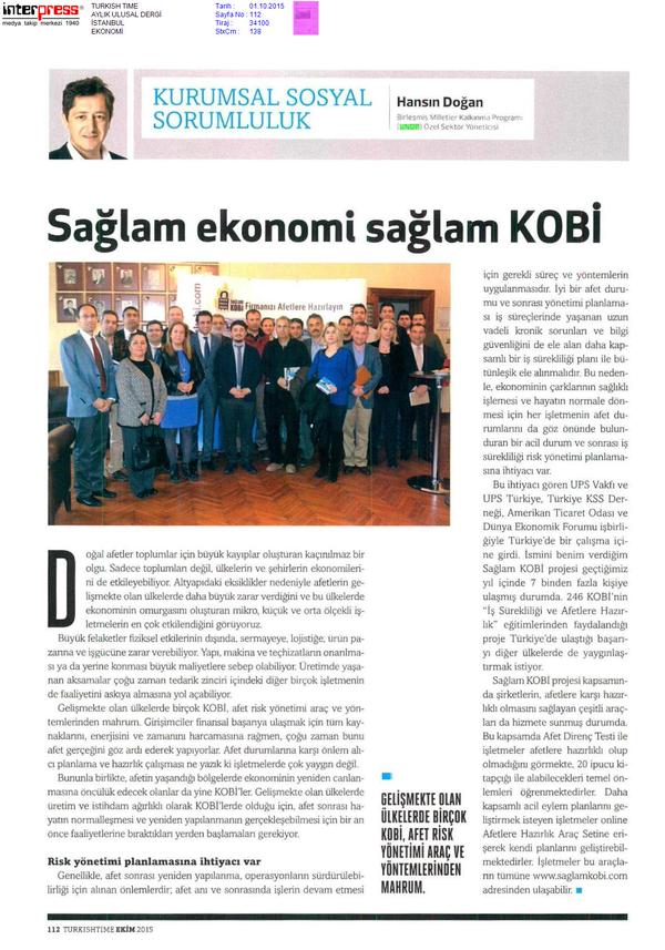 Sağlam KOBİ Turkishtime Dergisi`nde